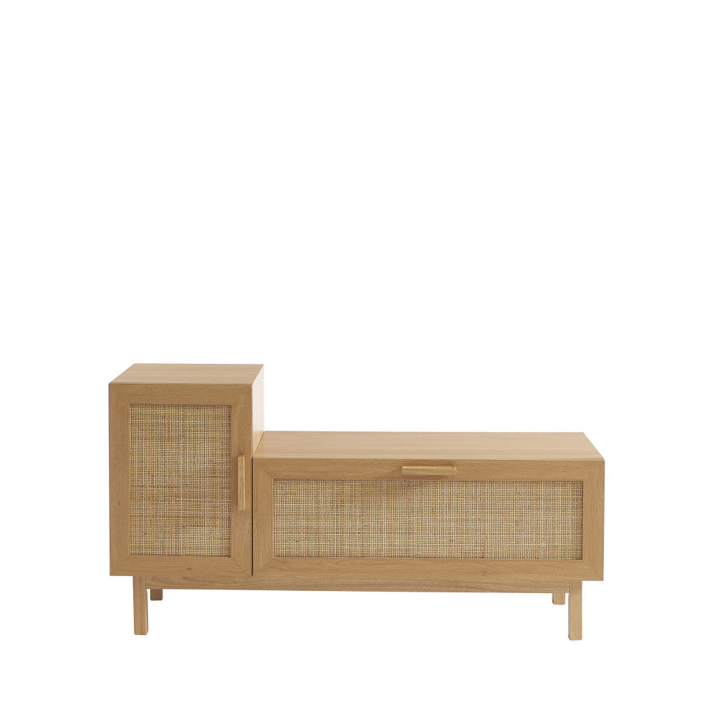 june-banco-de-entrada-con-almacenamiento-para-zapatos-de-madera-y-trenzado-l120cm__Madera clara