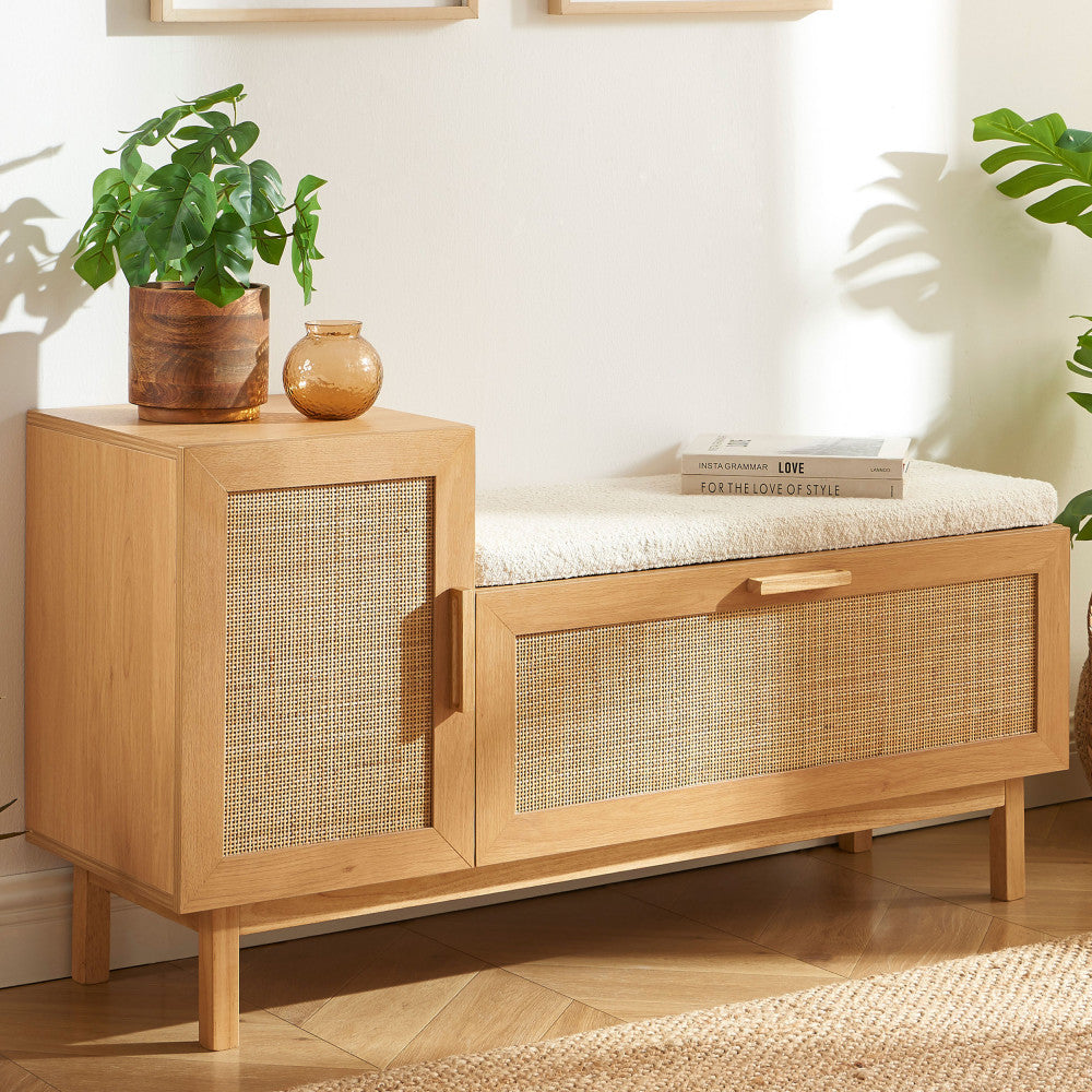 june-banco-de-entrada-con-almacenamiento-para-zapatos-de-madera-y-trenzado-l120cm__Madera clara