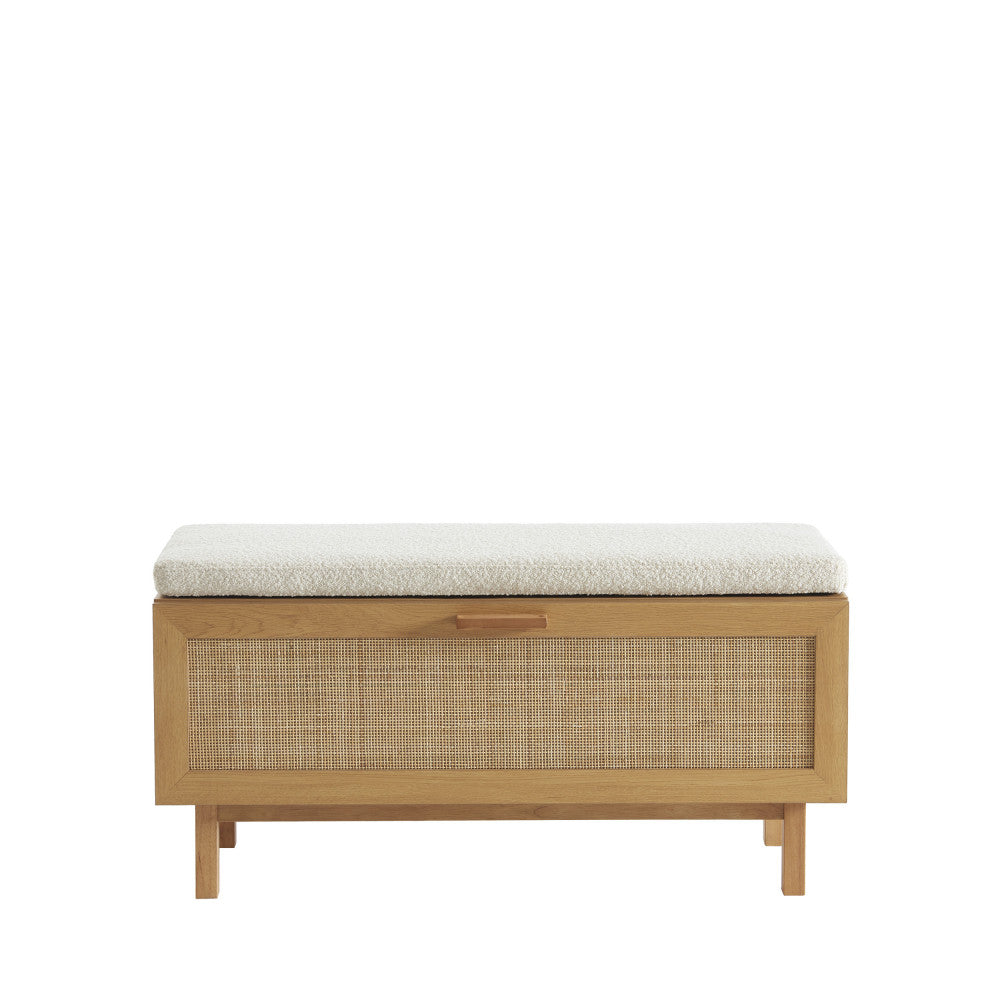june-banco-de-entrada-con-almacenamiento-para-zapatos-de-madera-y-trenzado-l100cm__Madera clara Imagen