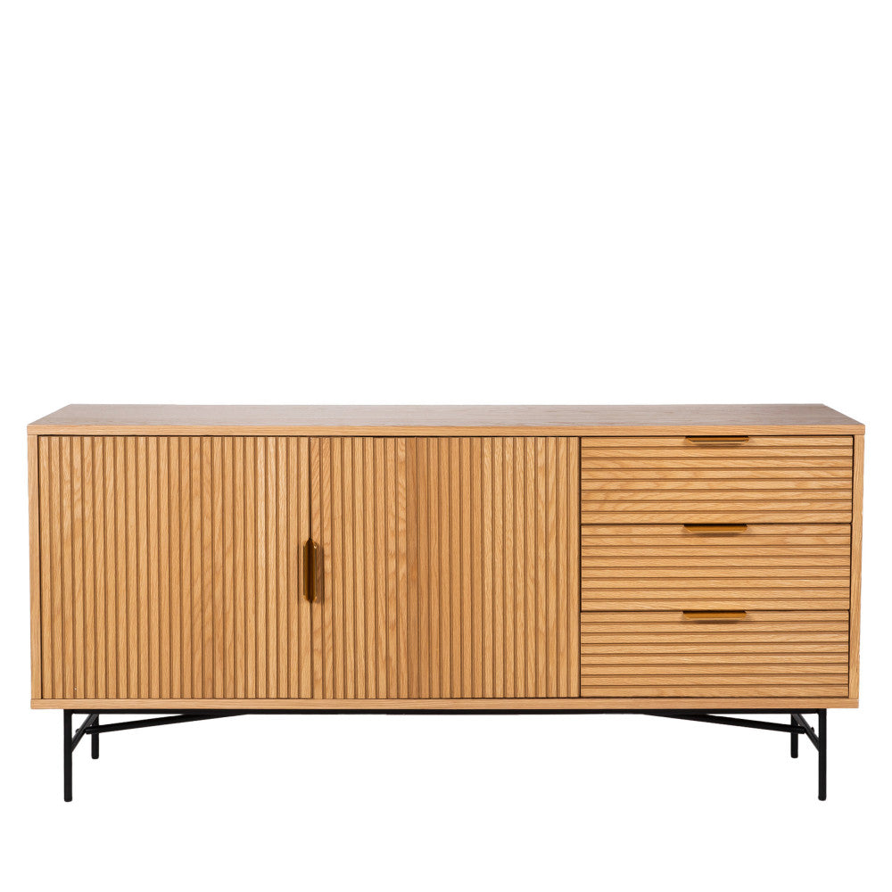 sveg-aparador-de-2-puertas-y-3-cajones-de-madera-l160cm__Madera clara Imagen