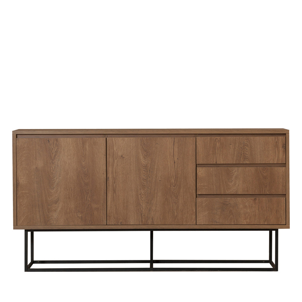 roa-aparador-de-2-puertas-de-madera-y-metal-l140cm__Madera oscura Imagen