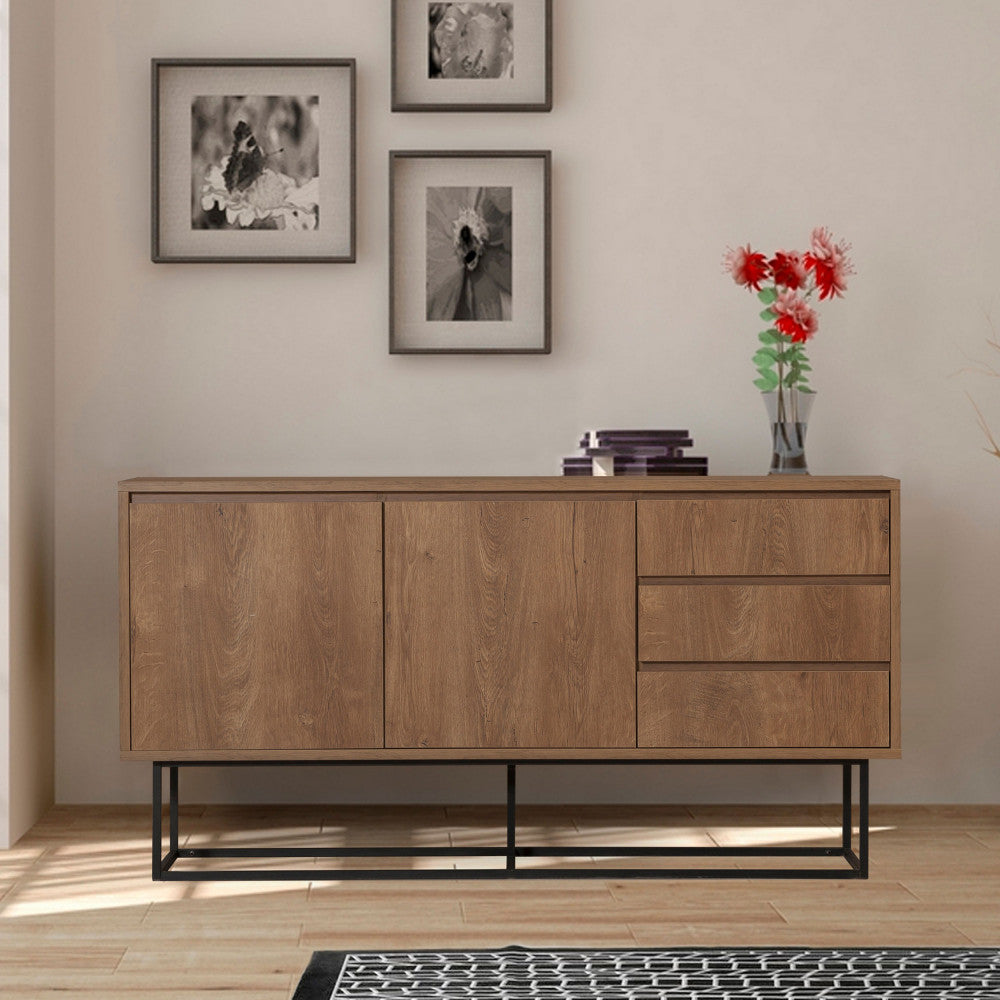 roa-aparador-de-2-puertas-de-madera-y-metal-l140cm__Madera oscura