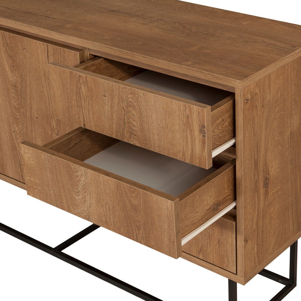 roa-aparador-de-2-puertas-de-madera-y-metal-l140cm__Madera oscura