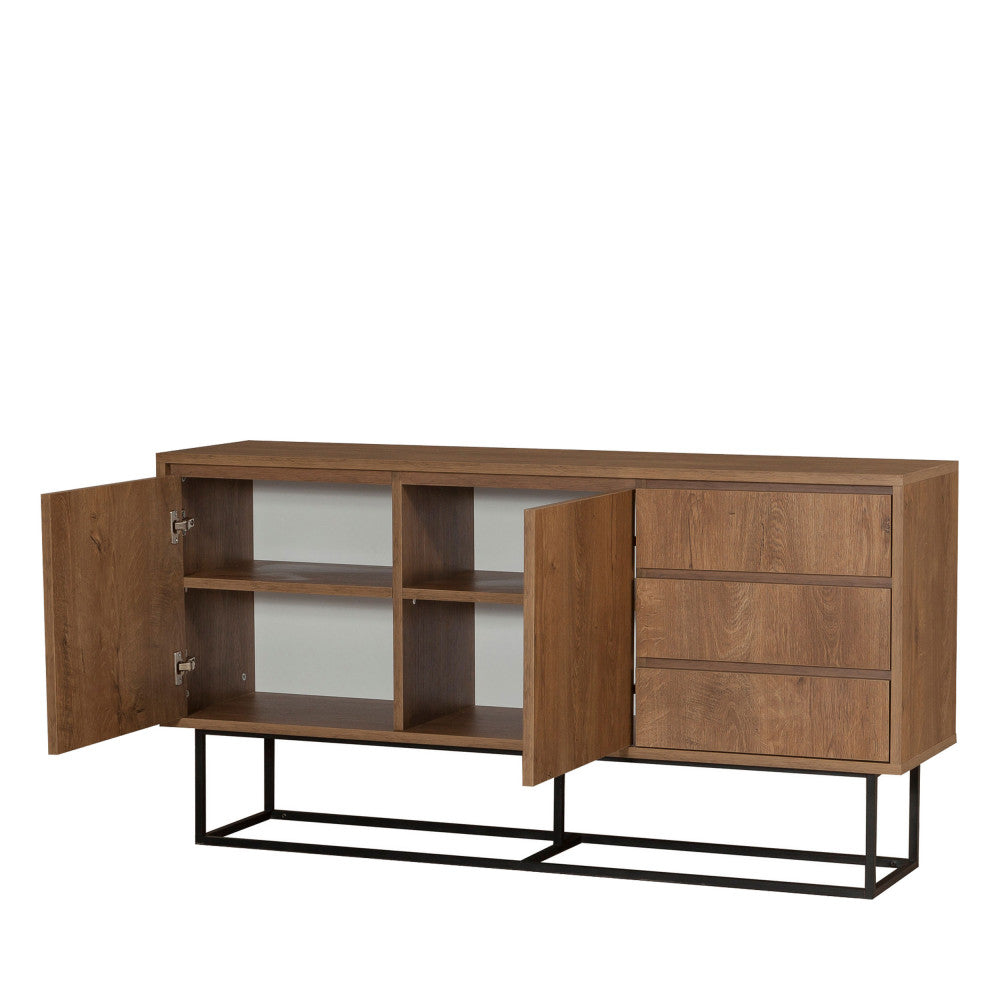 roa-aparador-de-2-puertas-de-madera-y-metal-l140cm__Madera oscura
