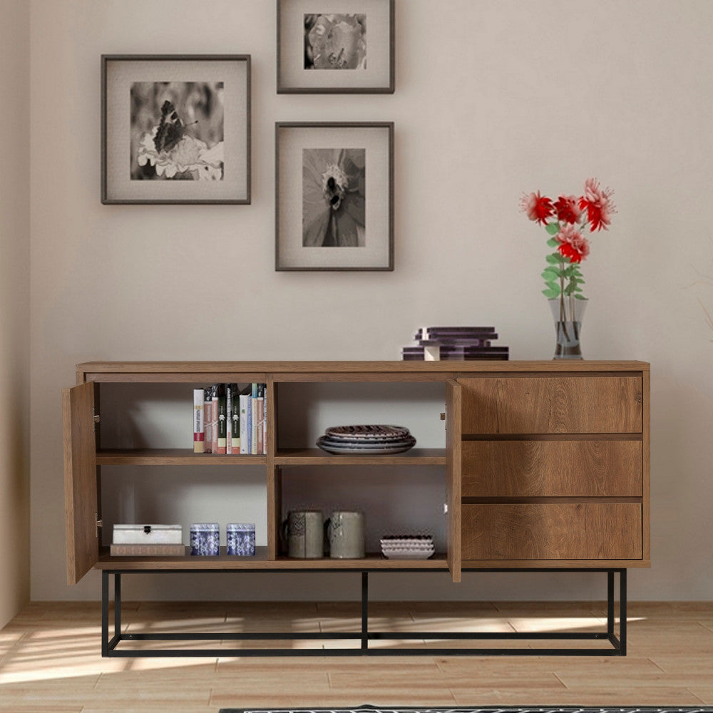 roa-aparador-de-2-puertas-de-madera-y-metal-l140cm__Madera oscura