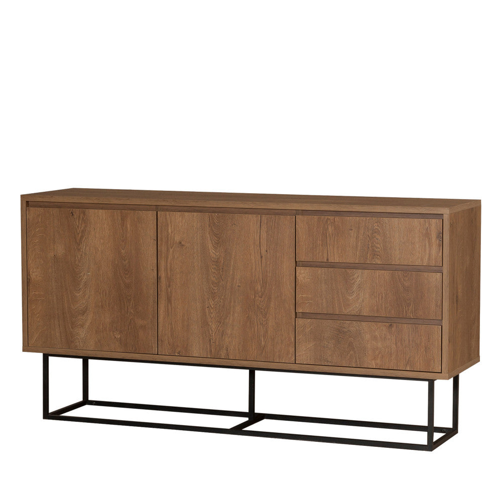 roa-aparador-de-2-puertas-de-madera-y-metal-l140cm__Madera oscura
