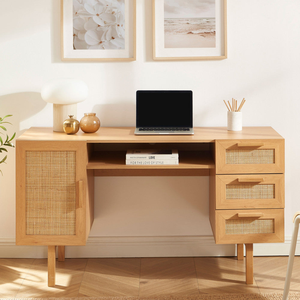 june-escrito-con-1-puerta-3-cajones-de-madera-y-ratan-l135cm__Madera clara