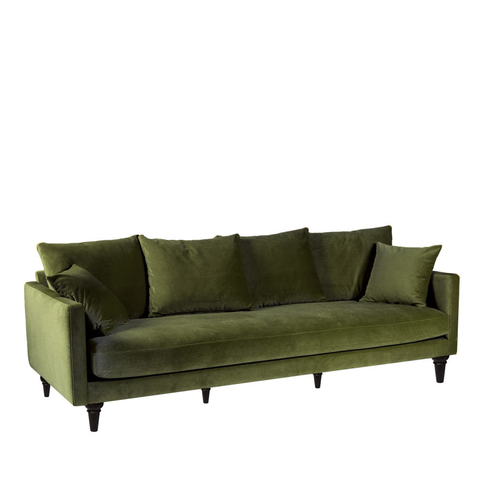 villabon-sofa-de-4-plazas-en-terciopelo-con-patas-torneadas__Verde oliva