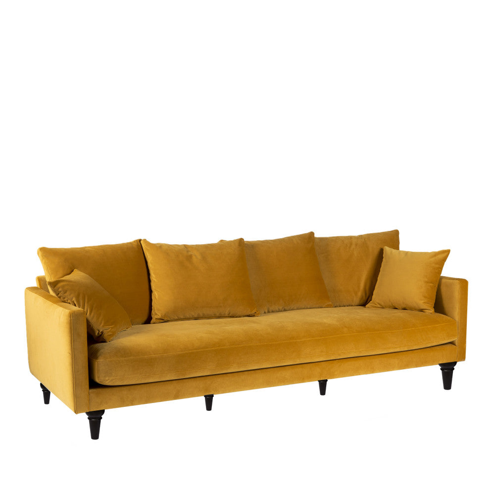villabon-sofa-de-4-plazas-en-terciopelo-con-patas-torneadas__Amarillo mostaza