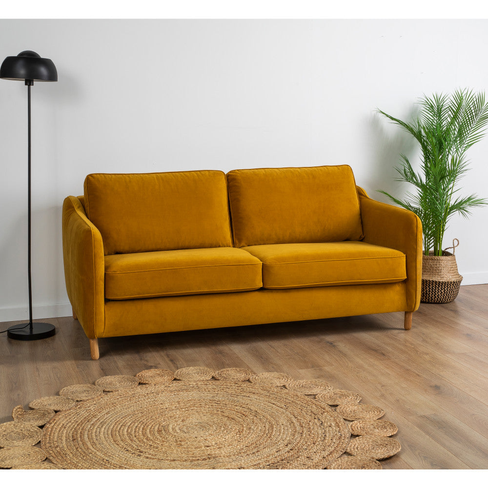 vornay-sofa-cama-express-de-3-plazas-en-terciopelo__Amarillo mostaza