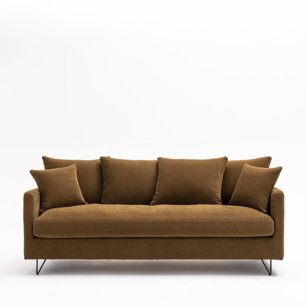 villabon-sofa-cama-de-3-plazas-en-tela-con-patas-metalicas-de-horquilla-negro__Bronce Imagen