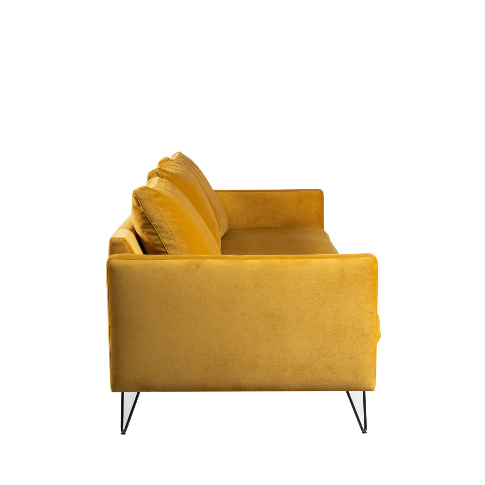 villabon-sofa-cama-de-3-plazas-en-terciopelo-con-patas-metalicas-de-horquilla-negras__Amarillo mostaza