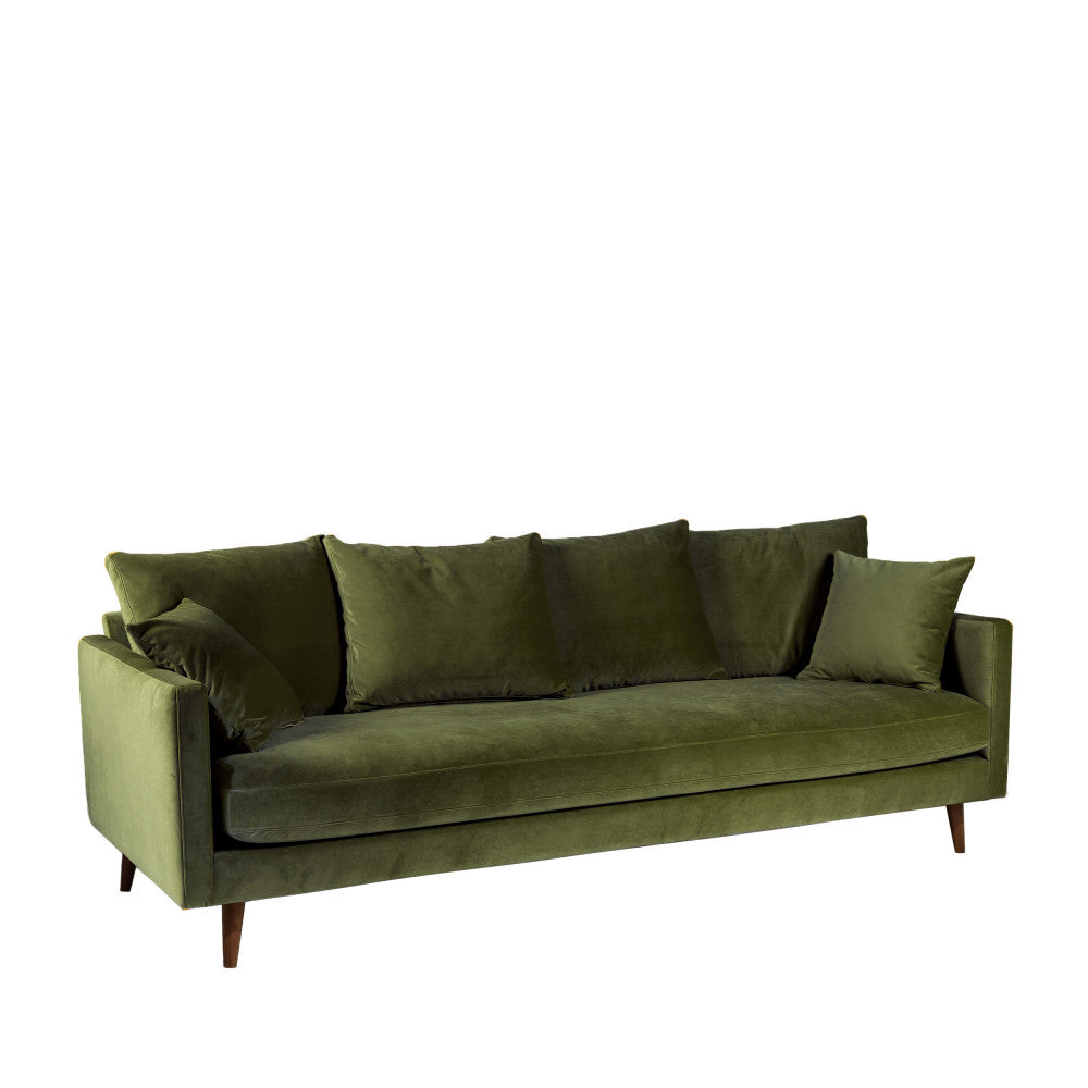 villabon-sofa-cama-de-3-plazas-en-terciopelo-con-patas-de-madera-oscura__Verde oliva