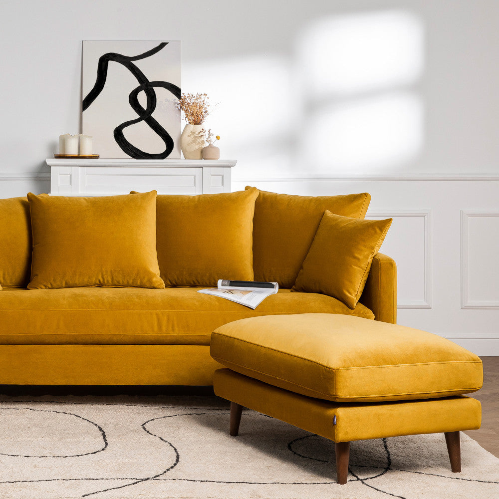 villabon-sofa-cama-de-3-plazas-en-terciopelo-con-patas-de-madera-oscura__Amarillo mostaza