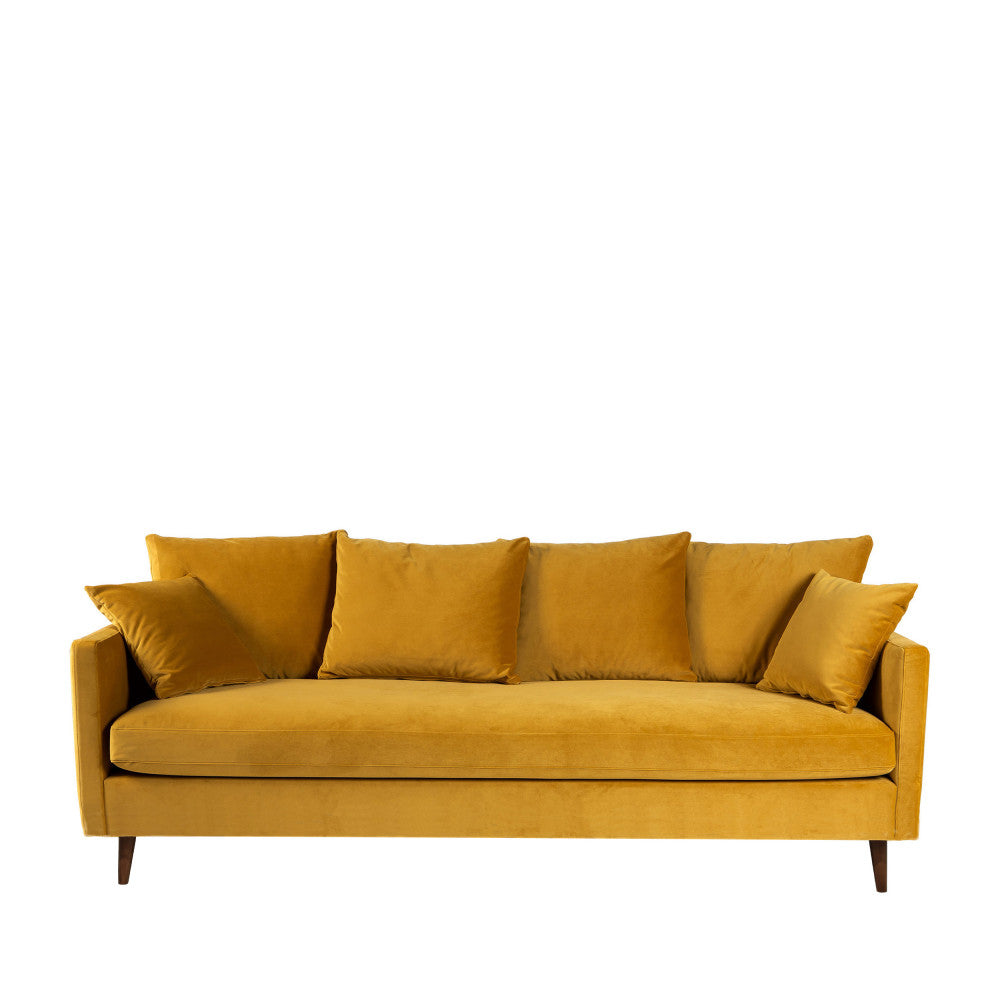 villabon-sofa-cama-de-3-plazas-en-terciopelo-con-patas-de-madera-oscura__Amarillo mostaza