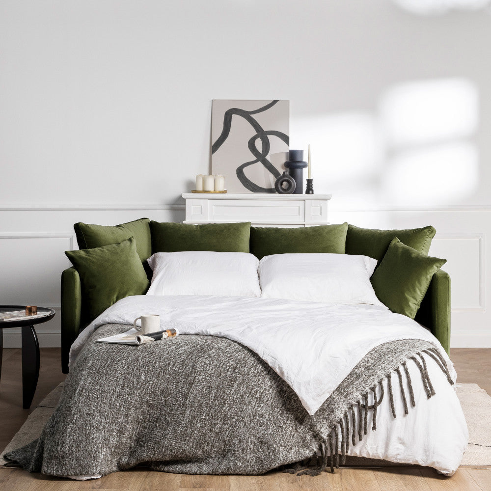 villabon-sofa-cama-de-3-plazas-en-terciopelo-con-patas-metalicas-de-horquilla-negras__Verde oliva