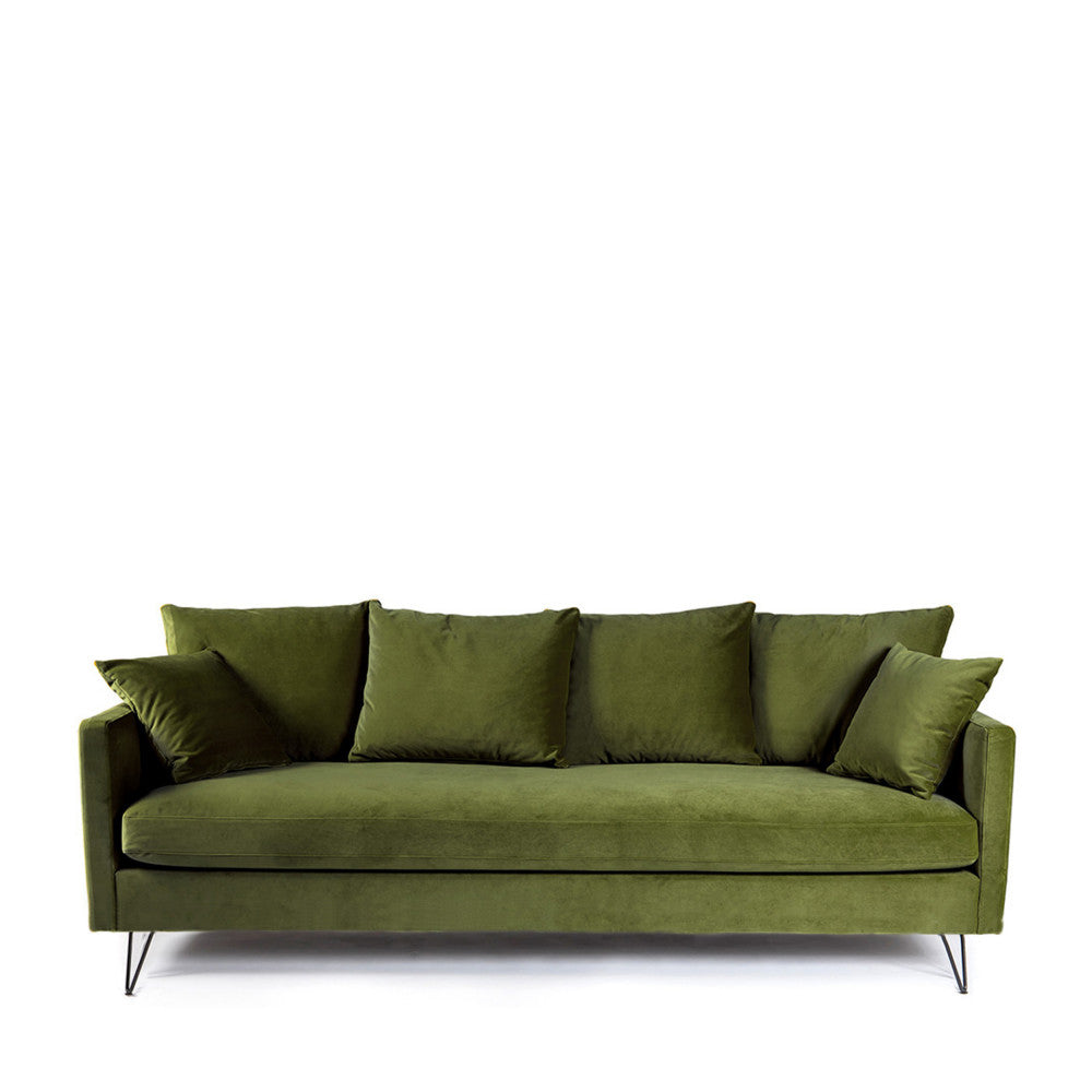 villabon-sofa-cama-de-3-plazas-en-terciopelo-con-patas-metalicas-de-horquilla-negras__Verde oliva Imagen