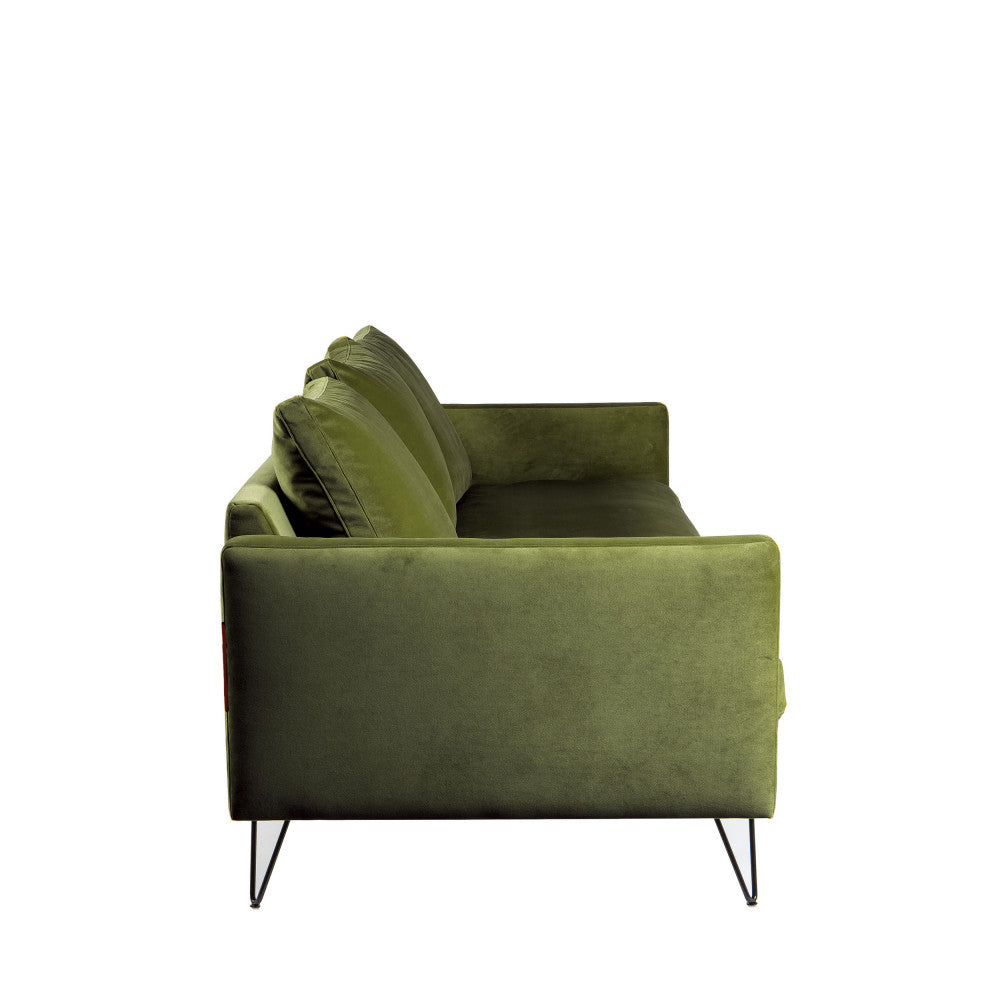 villabon-sofa-cama-de-3-plazas-en-terciopelo-con-patas-metalicas-de-horquilla-negras__Verde oliva