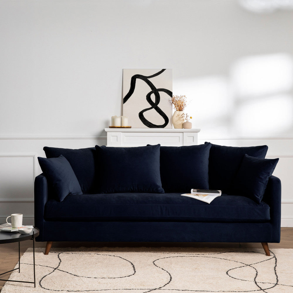 villabon-sofa-cama-de-3-plazas-en-terciopelo-con-patas-de-madera-oscura__Azul marino