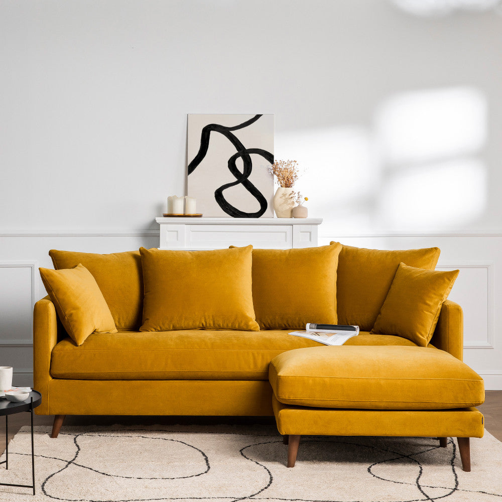 villabon-sofa-cama-de-3-plazas-en-terciopelo-con-patas-de-madera-oscura__Amarillo mostaza