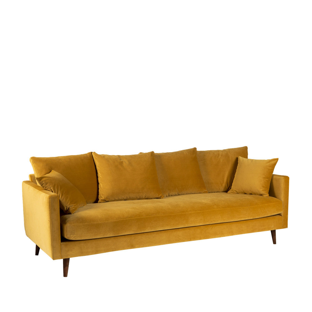 villabon-sofa-cama-de-3-plazas-en-terciopelo-con-patas-de-madera-oscura__Amarillo mostaza
