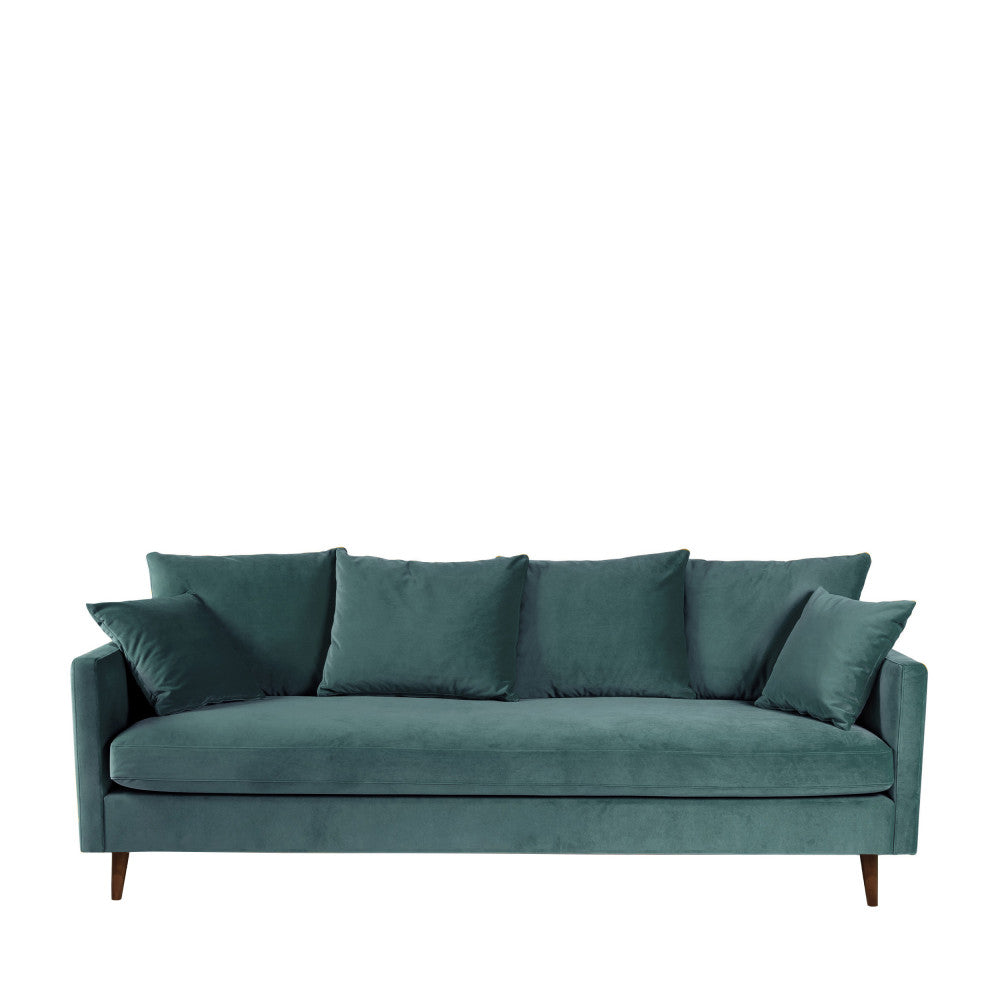 villabon-sofa-cama-de-3-plazas-en-terciopelo-con-patas-de-madera-oscura__Verde eucalipto