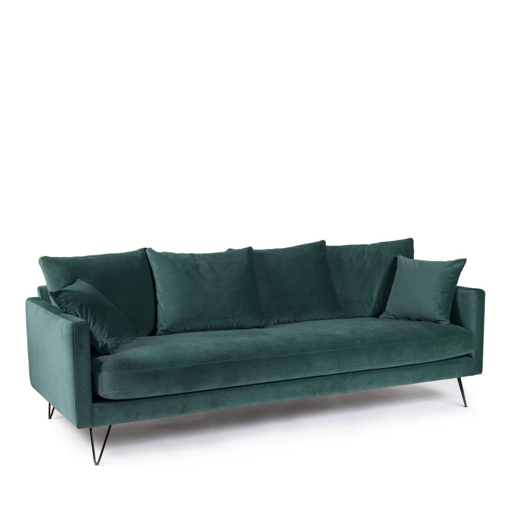 villabon-sofa-cama-de-4-plazas-en-terciopelo-con-patas-metalicas-de-horquilla-negras__Verde eucalipto