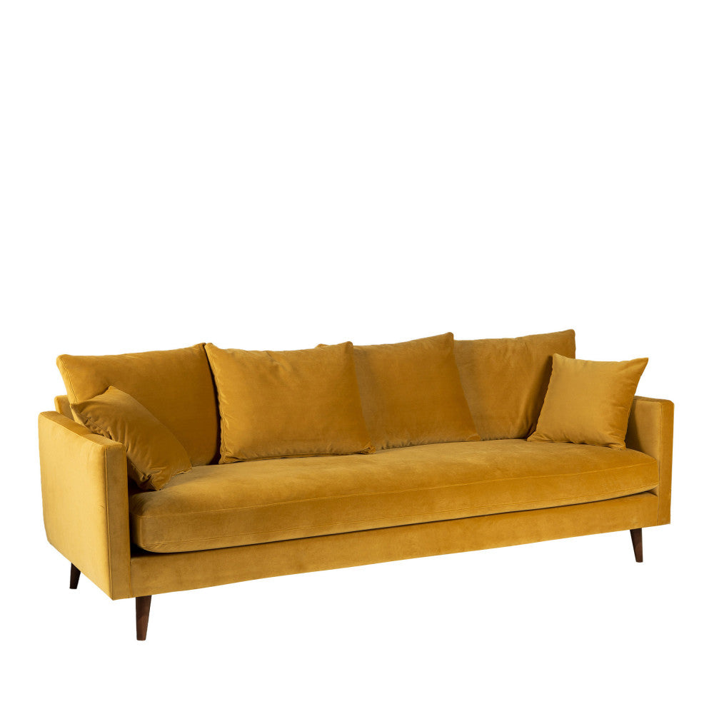 villabon-sofa-cama-de-4-plazas-en-terciopelo-con-patas-de-madera-oscura__Amarillo mostaza