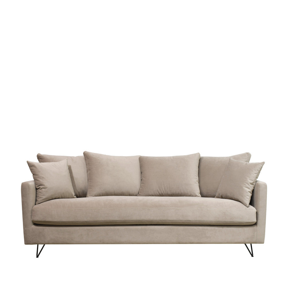 villabon-sofa-cama-de-4-plazas-en-terciopelo-con-patas-metalicas-de-horquilla-negras__Beige Imagen