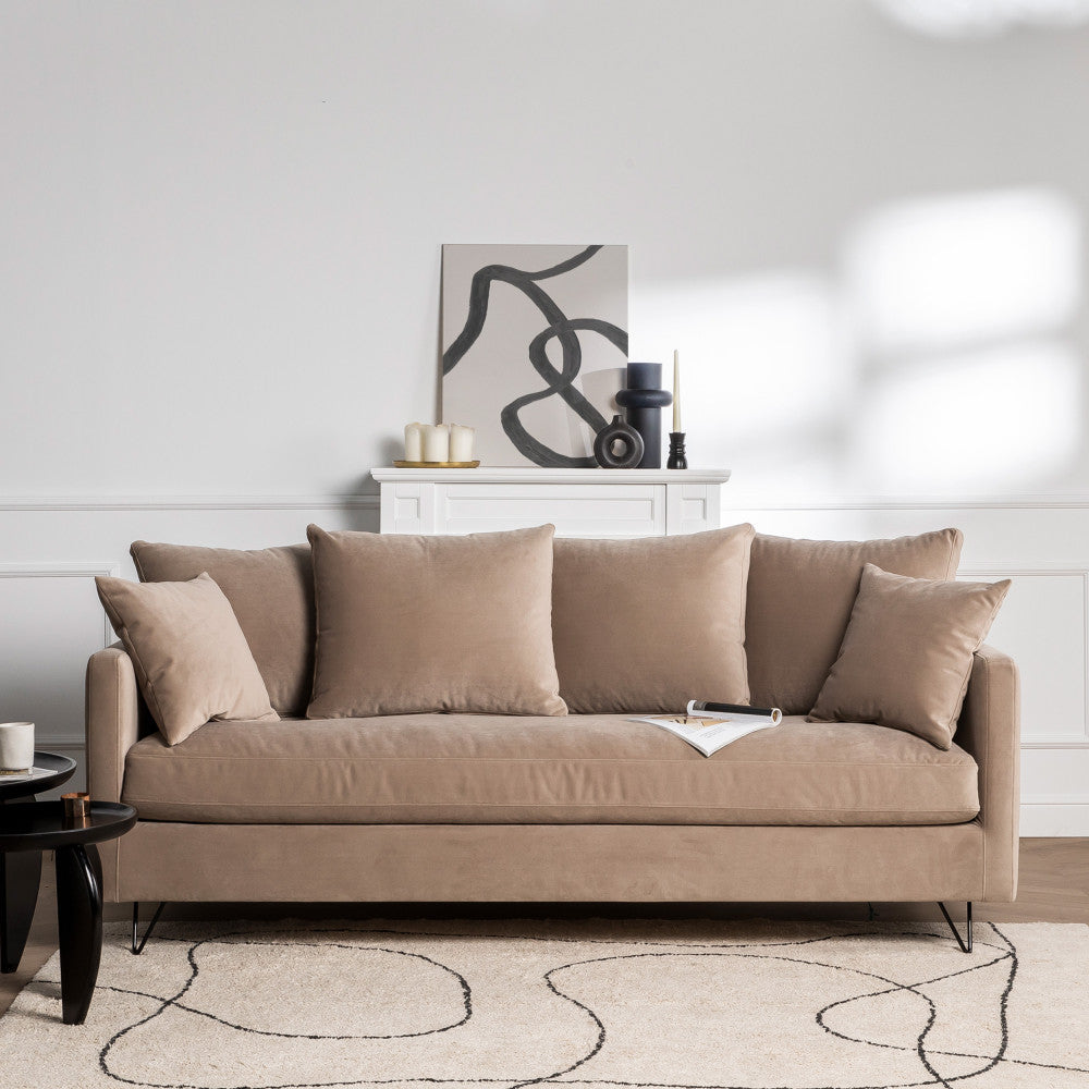 villabon-sofa-cama-de-4-plazas-en-terciopelo-con-patas-metalicas-de-horquilla-negras__Beige