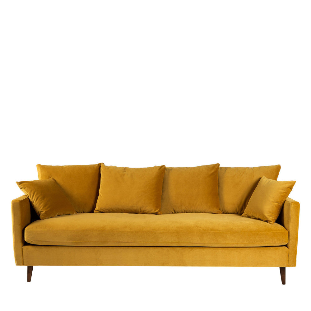 villabon-sofa-cama-de-4-plazas-en-terciopelo-con-patas-de-madera-oscura__Amarillo mostaza