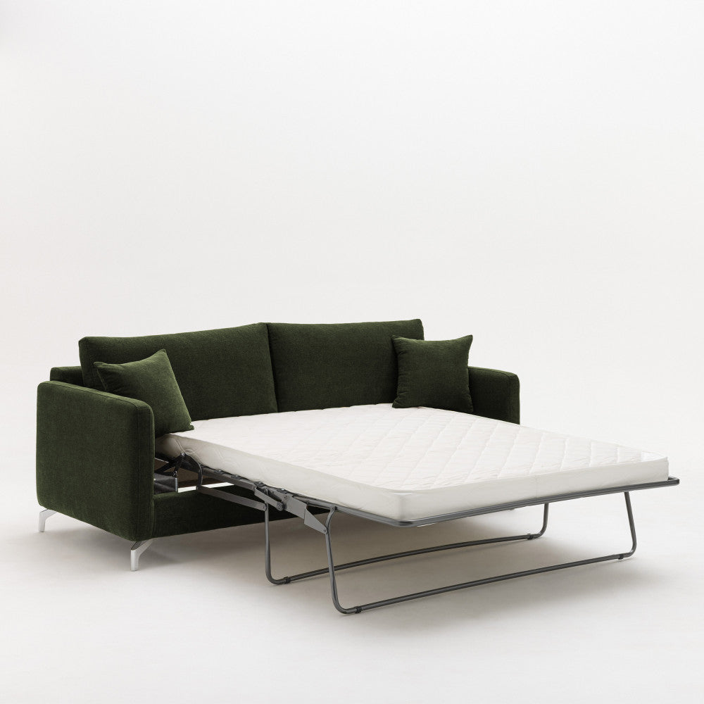 steffen-sofa-cama-convertible-express-de-3-plazas-en-tela-y-patas-de-cromo__Verde
