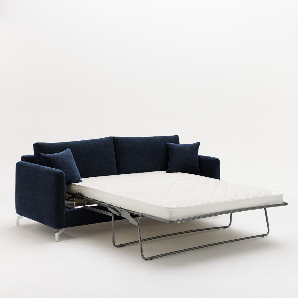 steffen-sofa-cama-convertible-express-de-3-plazas-en-tela-y-patas-de-cromo__Azul marino