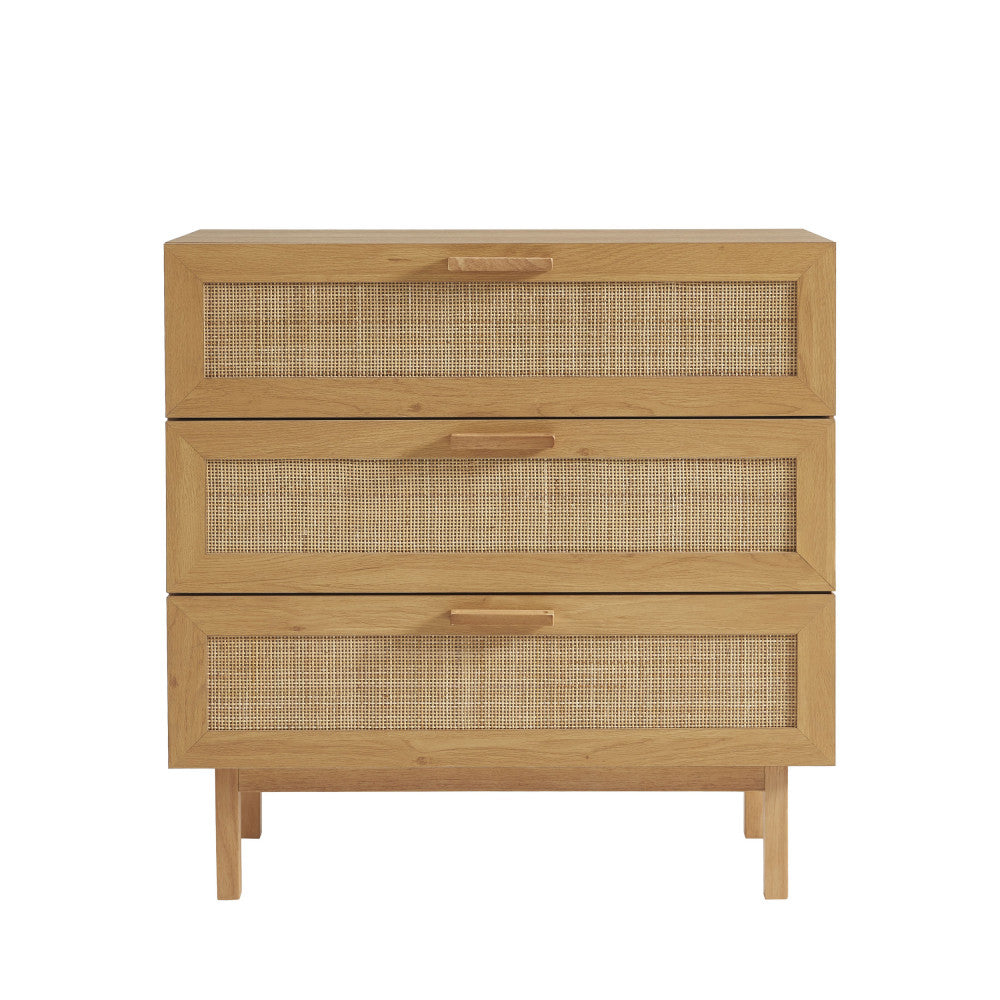 june-comoda-de-3-cajones-de-madera-y-ratan-l85cm__Madera clara Imagen