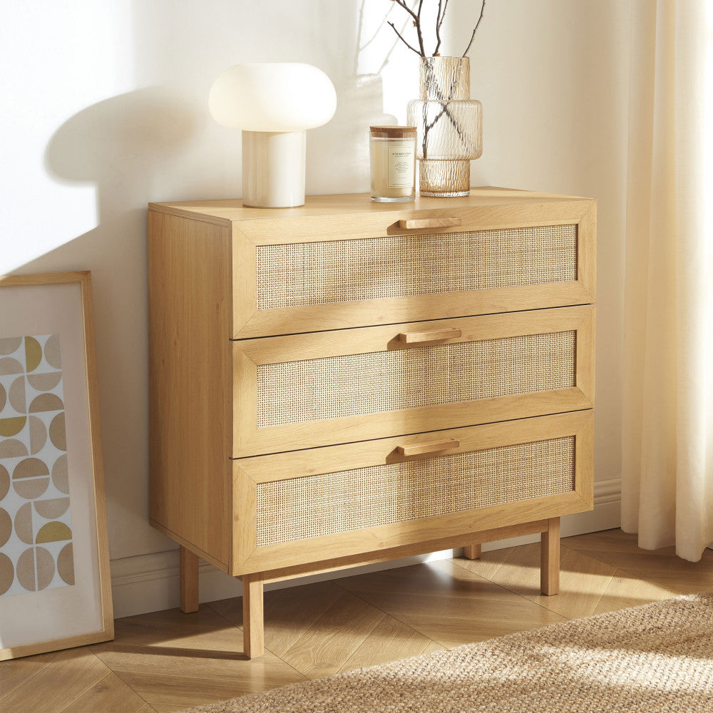 june-comoda-de-3-cajones-de-madera-y-ratan-l85cm__Madera clara