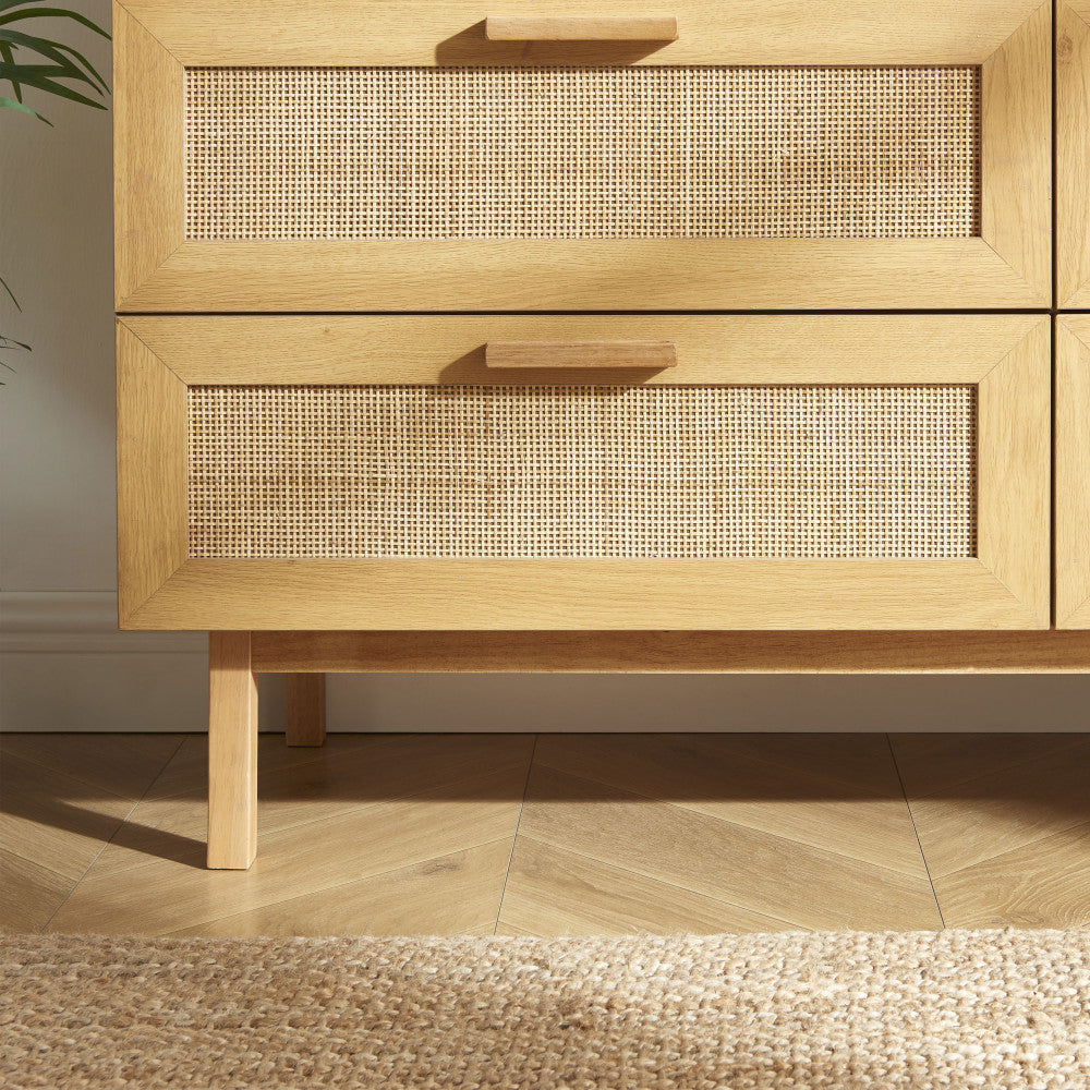 june-comoda-de-6-cajones-de-madera-y-trenzado-l130cm__Madera clara