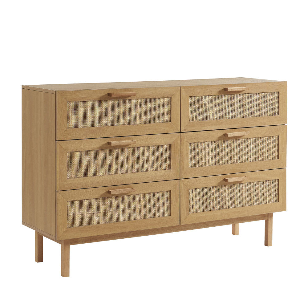june-comoda-de-6-cajones-de-madera-y-trenzado-l130cm__Madera clara