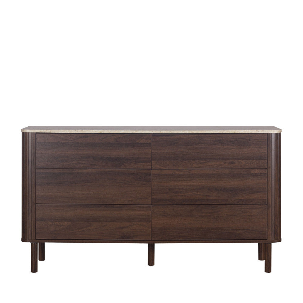 maya-comoda-de-6-cajones-en-madera-con-efecto-travertino-l140cm__Madera oscura Imagen