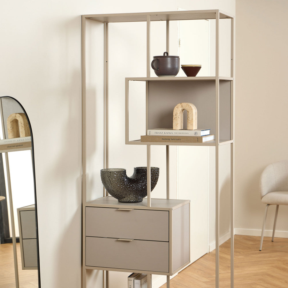 hexa-estanteria-de-2-cajones-de-metal-h185cm__Beige