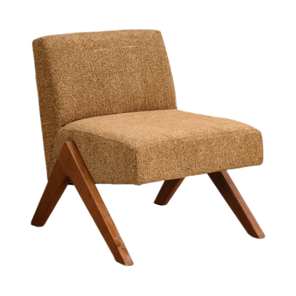 vinto-sillon-de-tela-con-patas-de-madera__Marrón chiné Imagen