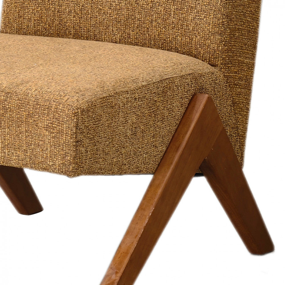 vinto-sillon-de-tela-con-patas-de-madera__Marrón chiné