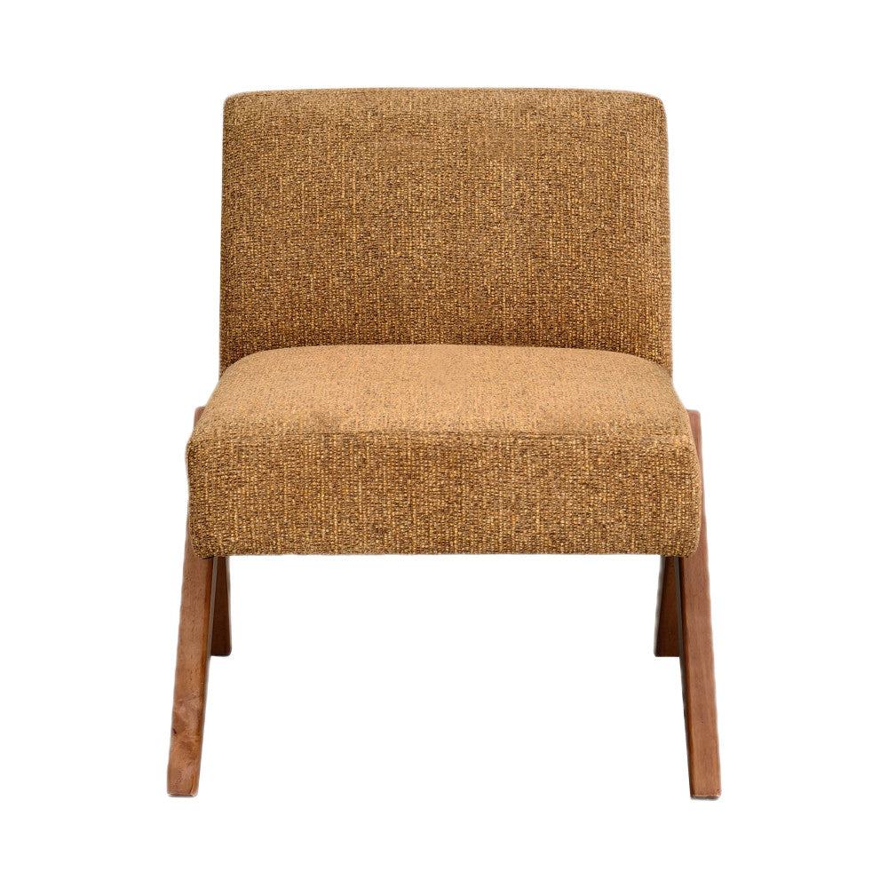 vinto-sillon-de-tela-con-patas-de-madera__Marrón chiné