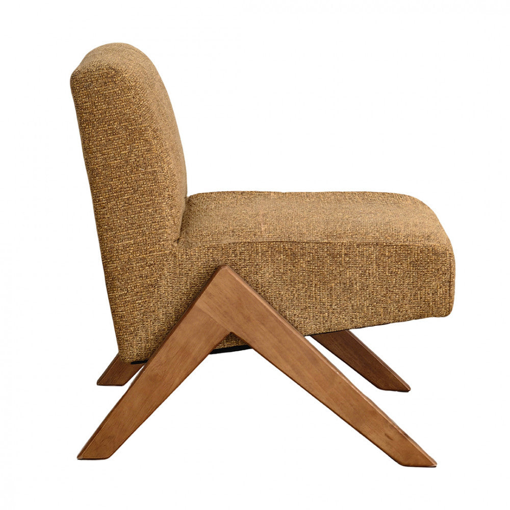 vinto-sillon-de-tela-con-patas-de-madera__Marrón chiné