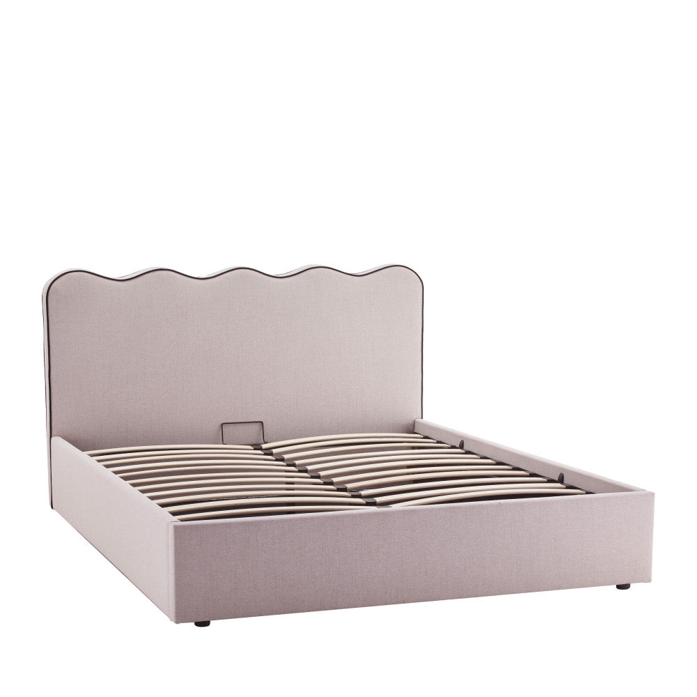 nagoya-cama-arcon-de-tela-con-cabecero-ondulado-160x200-cm__Beige Imagen