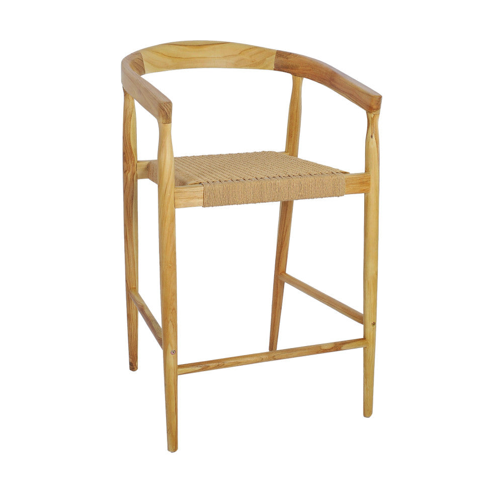 buri-lote-de-2-sillones-de-bar-de-teca-y-cuerda-trenzada-h65cm__Madera clara