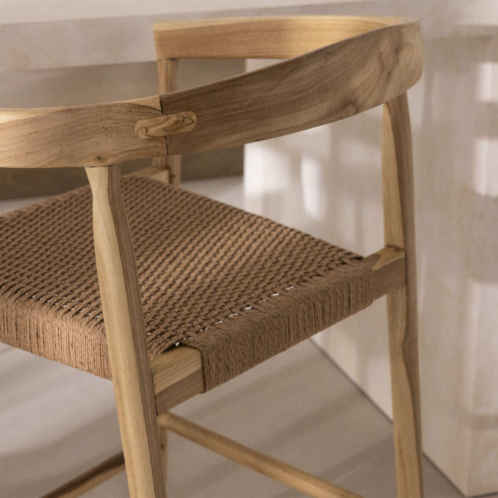 buri-lote-de-2-sillones-de-bar-de-teca-y-cuerda-trenzada-h65cm__Madera clara