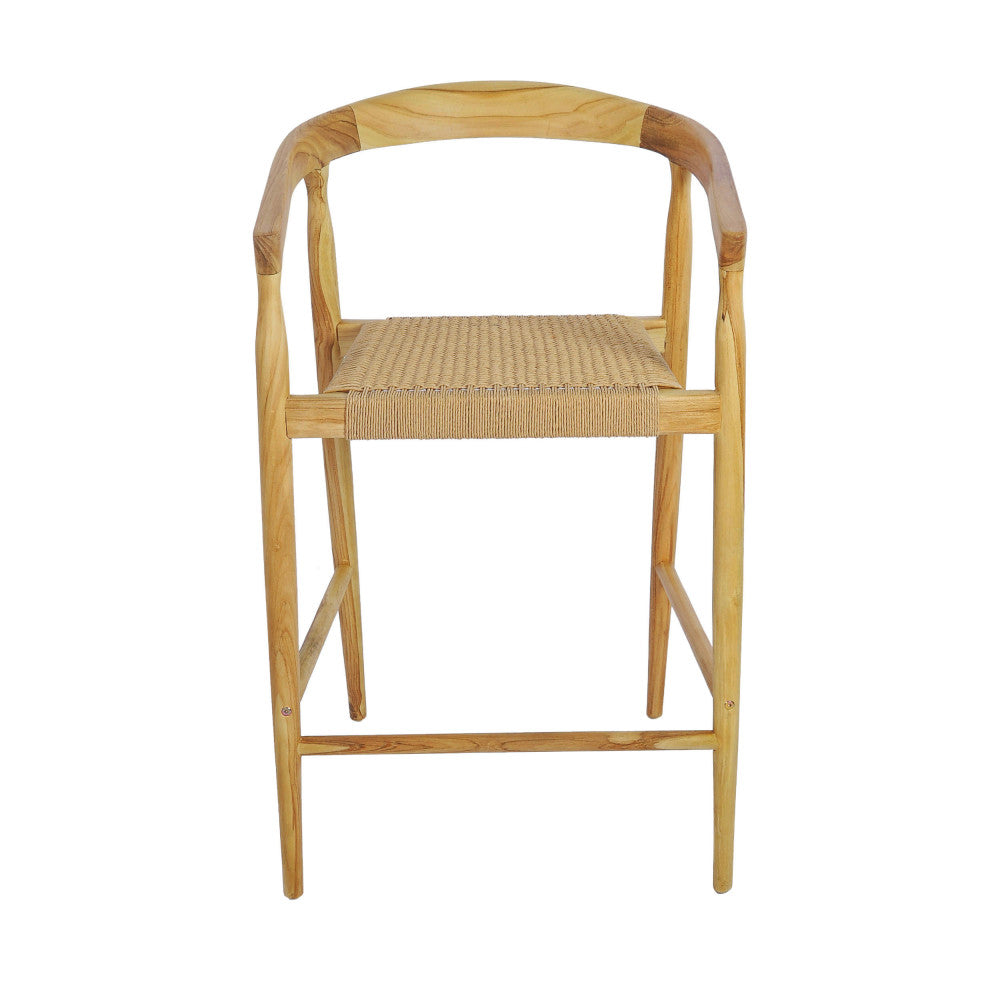 buri-lote-de-2-sillones-de-bar-de-teca-y-cuerda-trenzada-h65cm__Madera clara