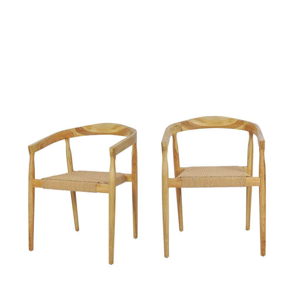 buri-lote-de-2-sillas-de-mesa-de-teca-y-cuerda-trenzada__Madera clara