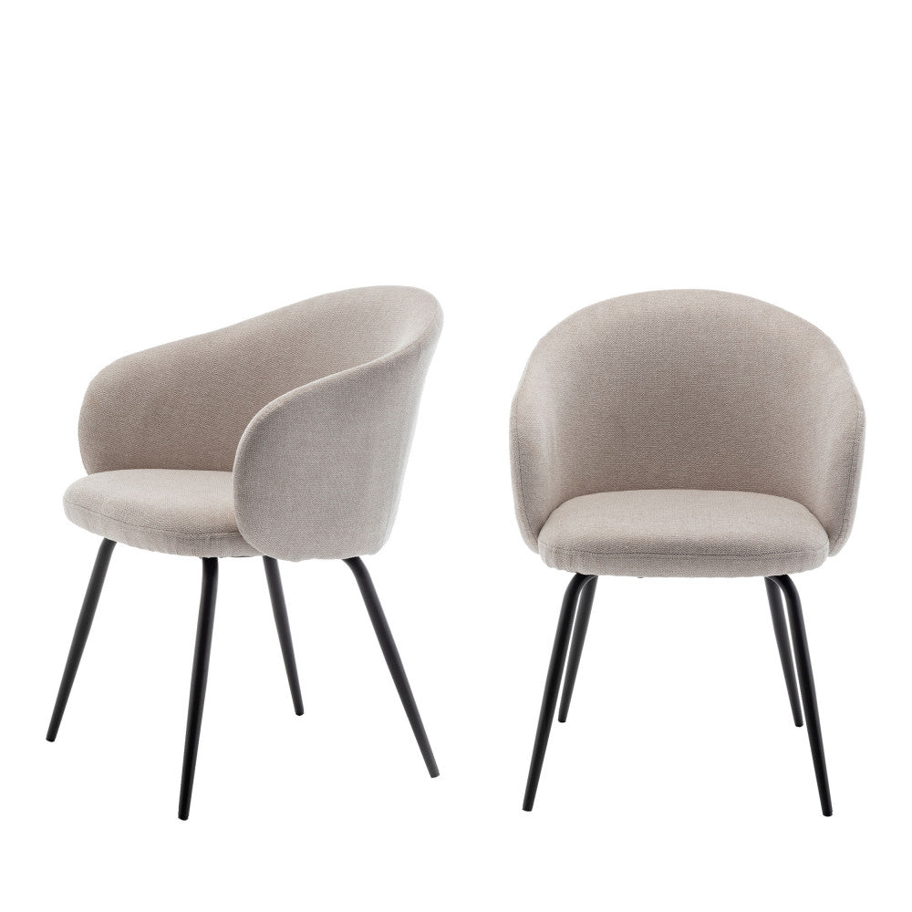 calabra-lote-de-2-sillas-de-mesa-de-tela-y-metal__Beige Imagen