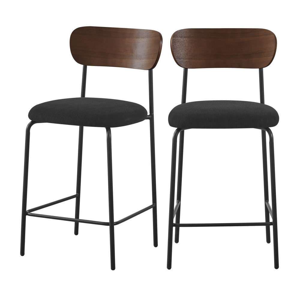jess-lote-de-2-taburetes-de-bar-de-madera-oscura-terciopelo-de-canale-y-metal-altura-65-cm__Negro Imagen